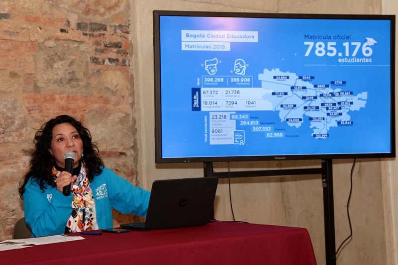 Secretaria de educación hablando sobre el balance de matrículas